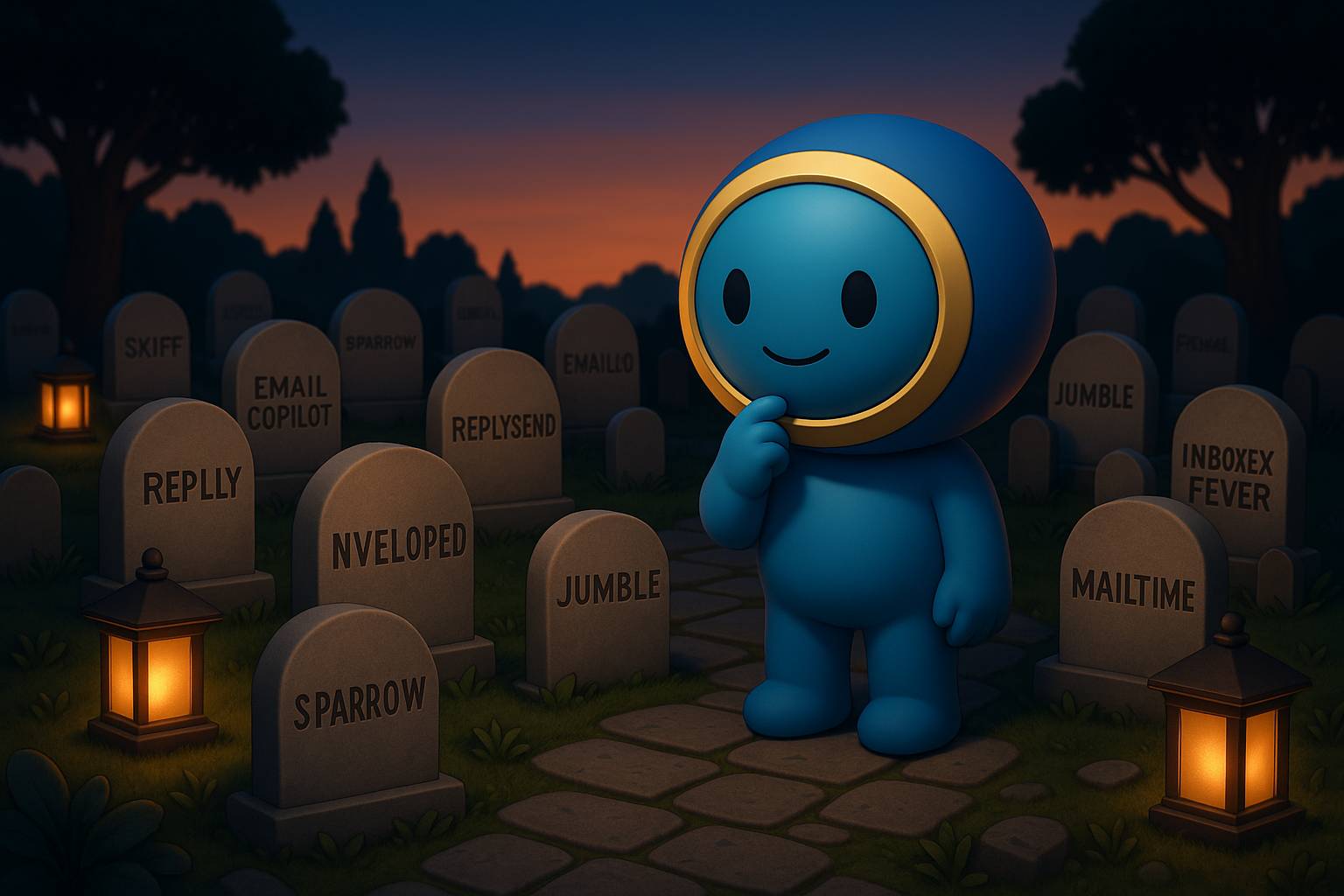 Email startup graveyard illustration